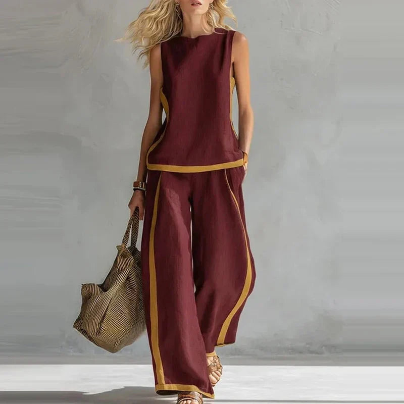 Solene | Sleeveless Top and Wide-Leg Pants Set