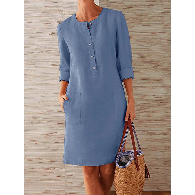 Maelis | Button-Front Long Sleeve Mini Dress