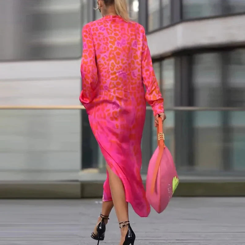 Zahara | Leopard Print Maxi Shirt Dress
