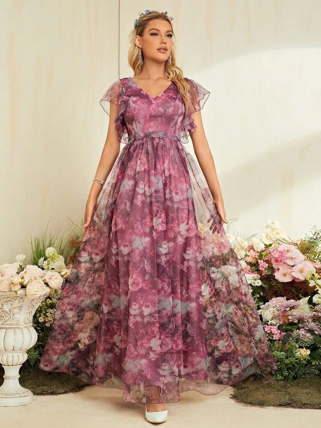 Selene | Floral Maxi Wedding Guest Dress