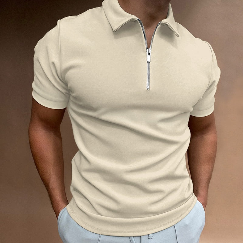 Marcus | Men's Short Sleeve Zip Polo Shirt