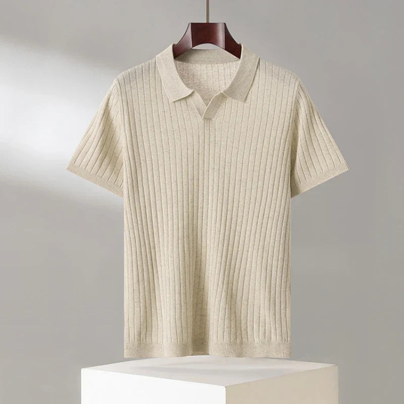 Alvaro | Ribbed Knit Polo Shirt Short Sleeve