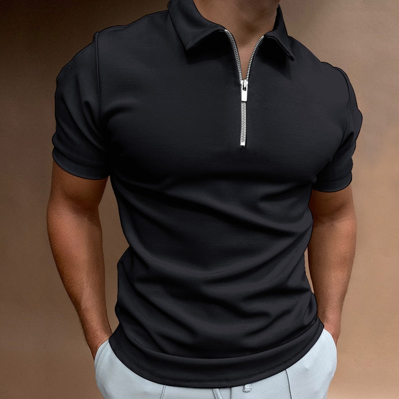 Marcus | Men's Short Sleeve Zip Polo Shirt