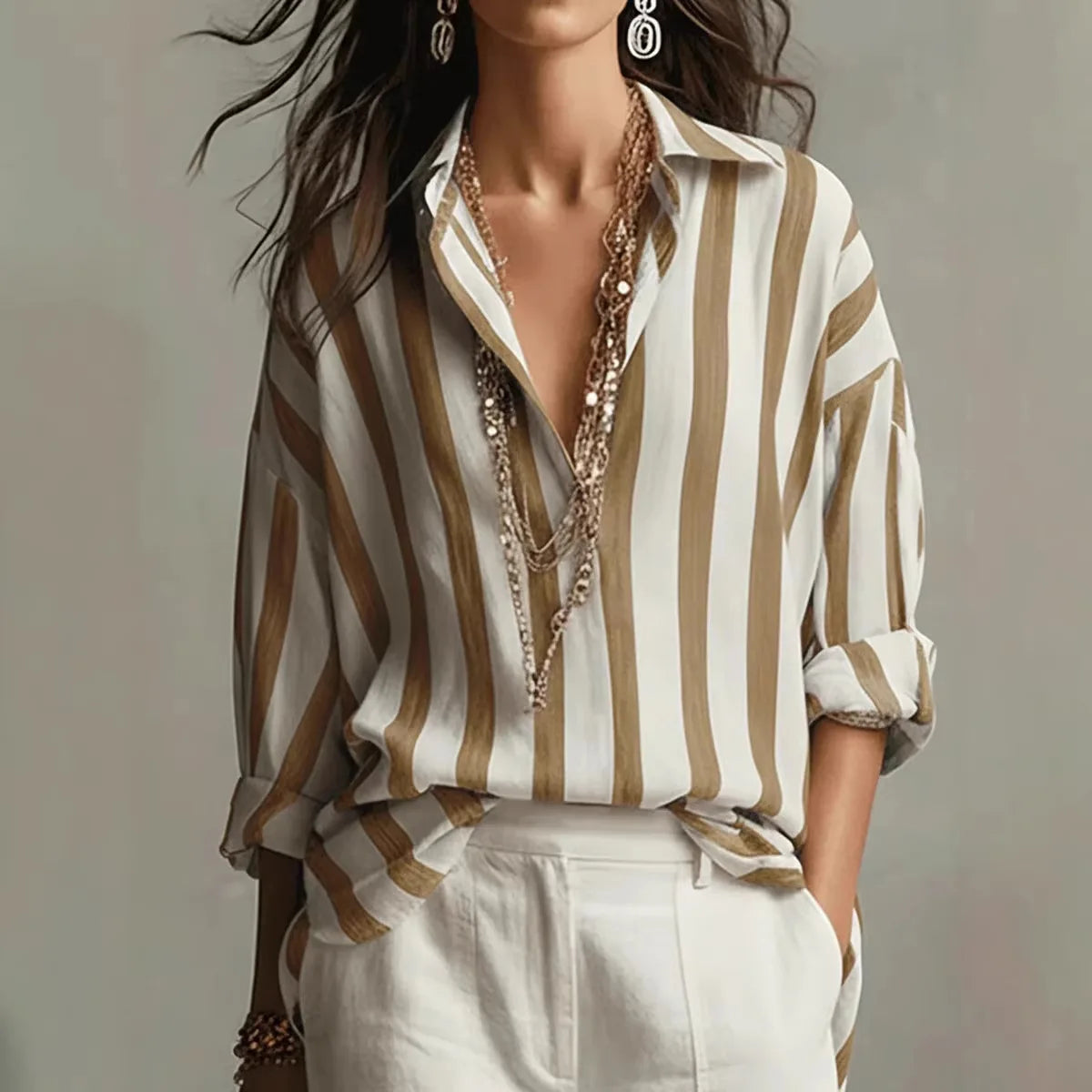 Monroe | Striped Linen Shirt Blouse