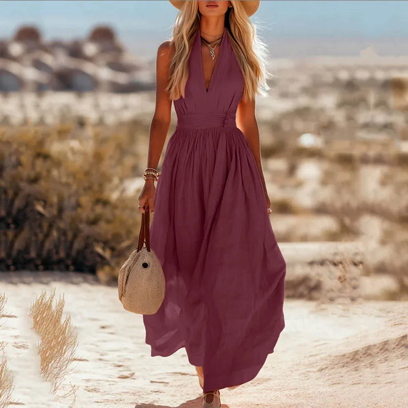 Selene | Halter Neck Summer Maxi Dress