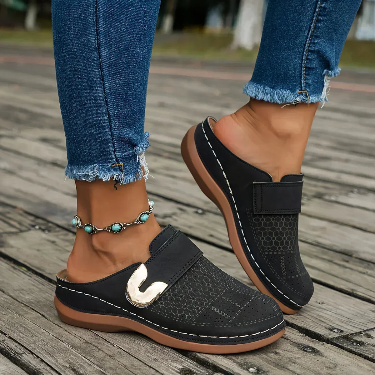 Marcella | Perforated Metal Accent Loafers