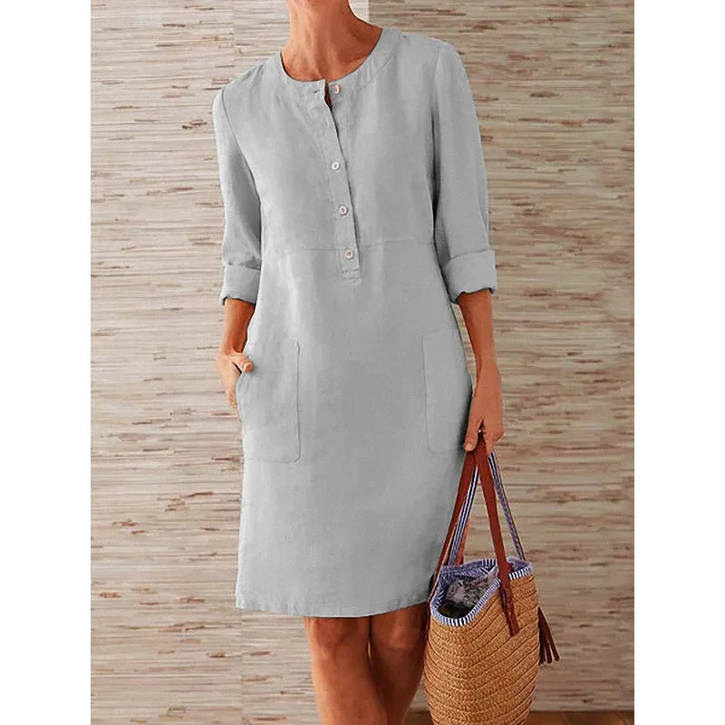 Maelis | Button-Front Long Sleeve Mini Dress