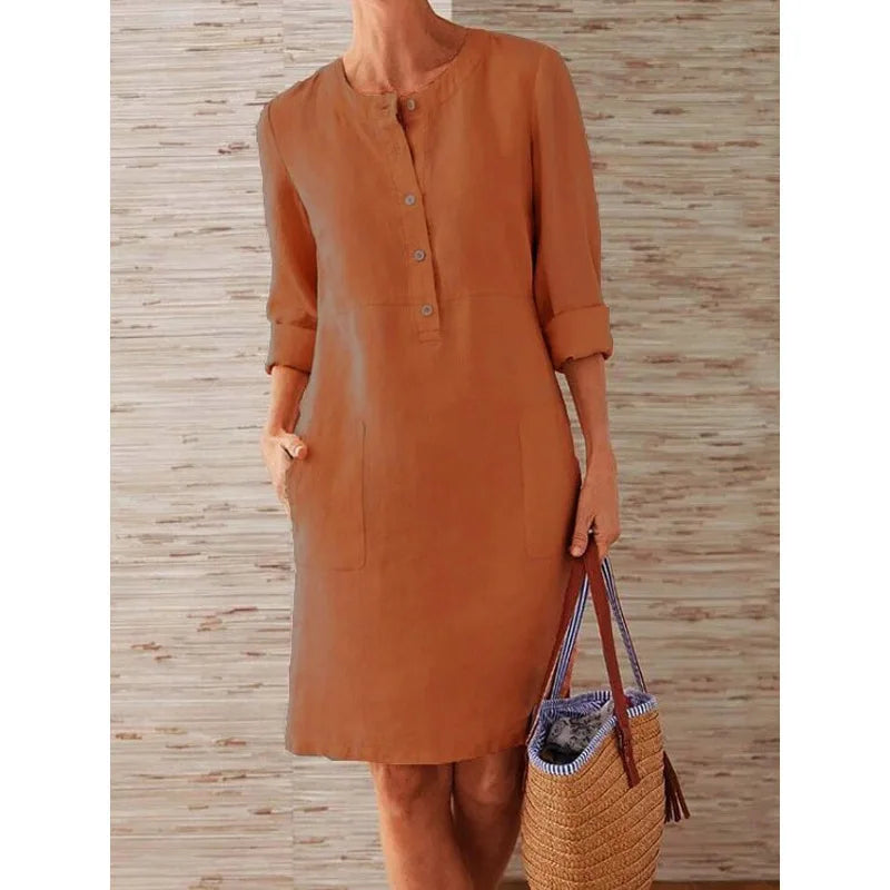 Maelis | Button-Front Long Sleeve Mini Dress