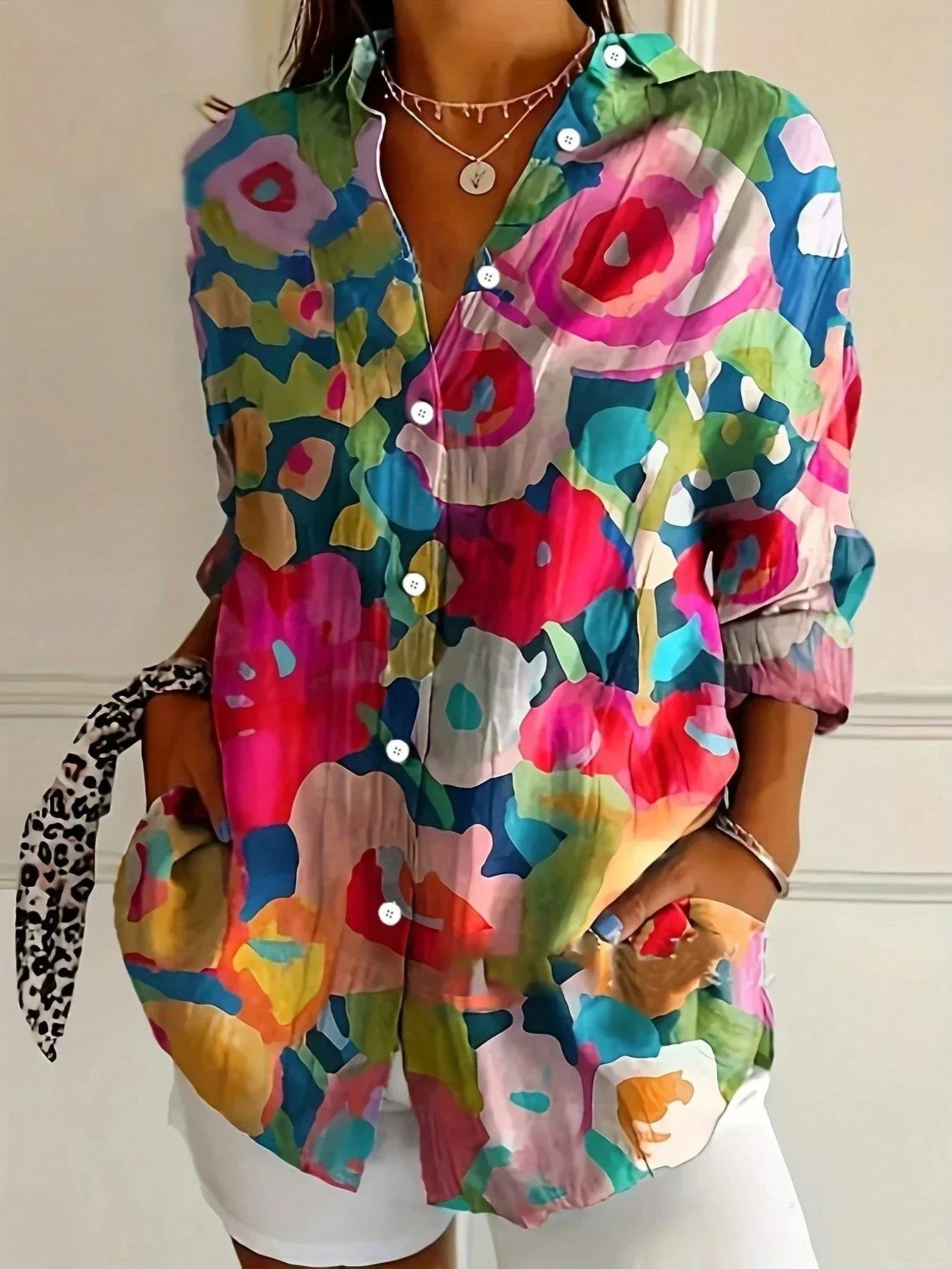 Lunara | Chic Floral Button Front Blouse