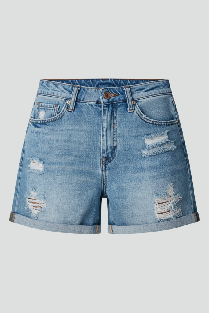 Sadie | Mid-Rise Distressed Frayed Hem Denim Shorts