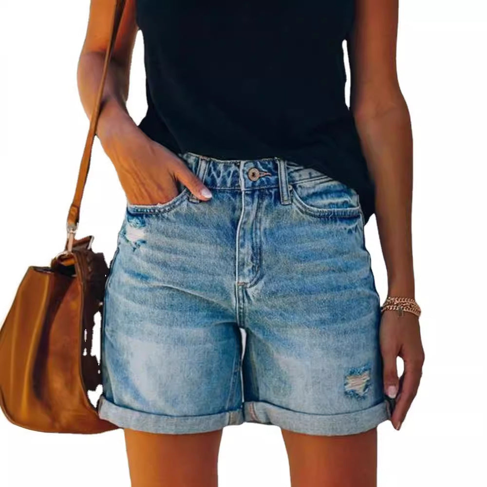 Saffron | High Waist Casual Denim Shorts