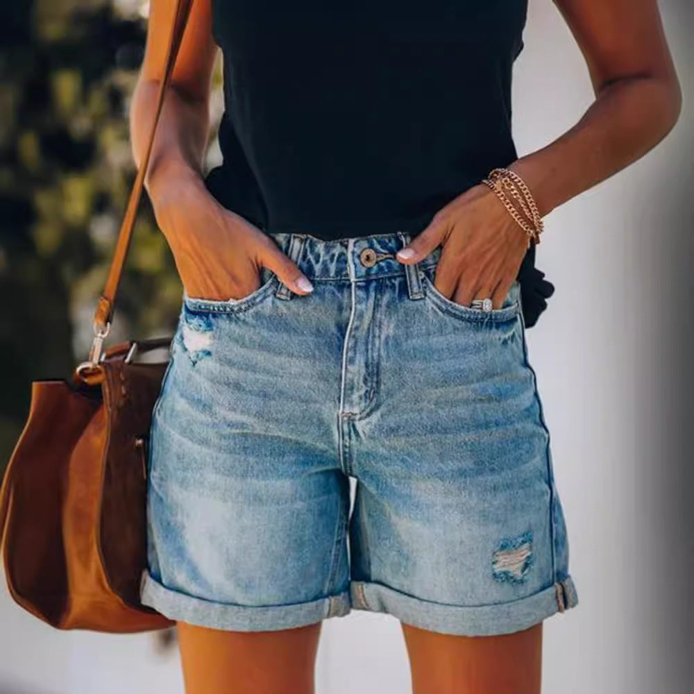 Saffron | High Waist Casual Denim Shorts