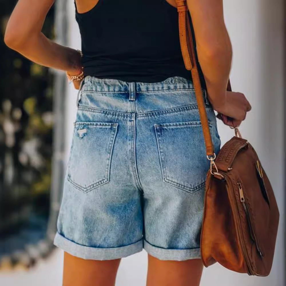 Saffron | High Waist Casual Denim Shorts