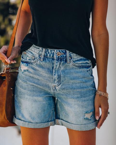Saffron | High Waist Casual Denim Shorts