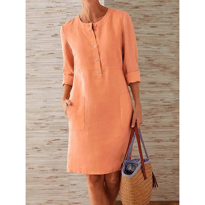 Maelis | Button-Front Long Sleeve Mini Dress