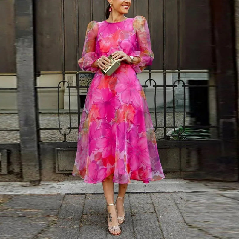 Blair | Elegant Floral Formal Midi Dress
