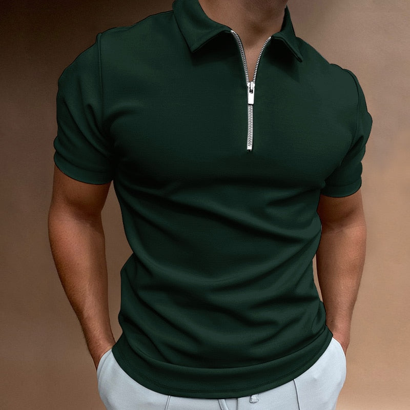 Marcus | Men's Short Sleeve Zip Polo Shirt