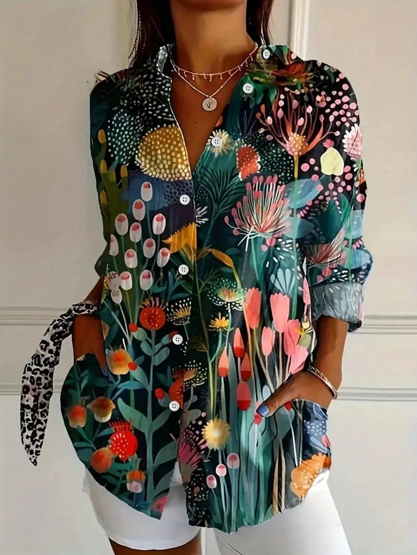 Lunara | Chic Floral Button Front Blouse