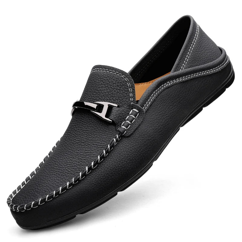 Marco | Classic Leather Loafers with Metal Detail