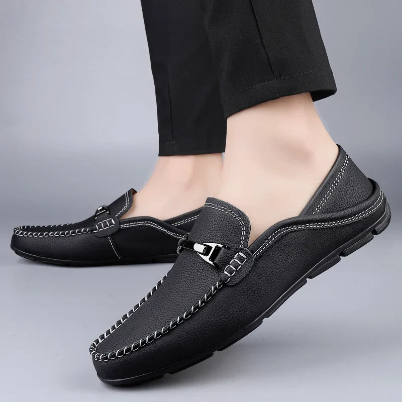 Marco | Classic Leather Loafers with Metal Detail