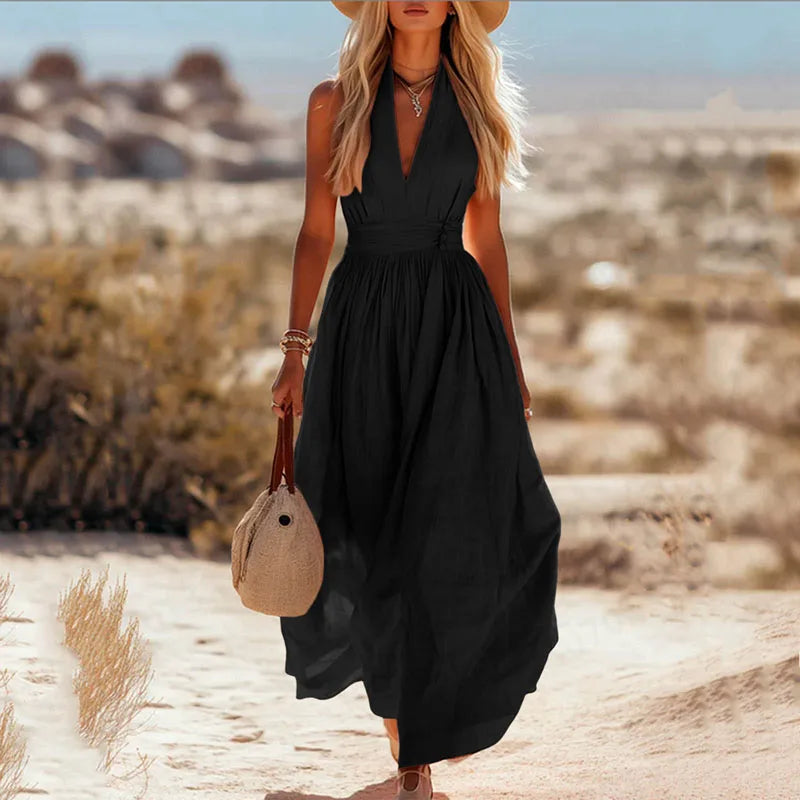Selene | Halter Neck Summer Maxi Dress