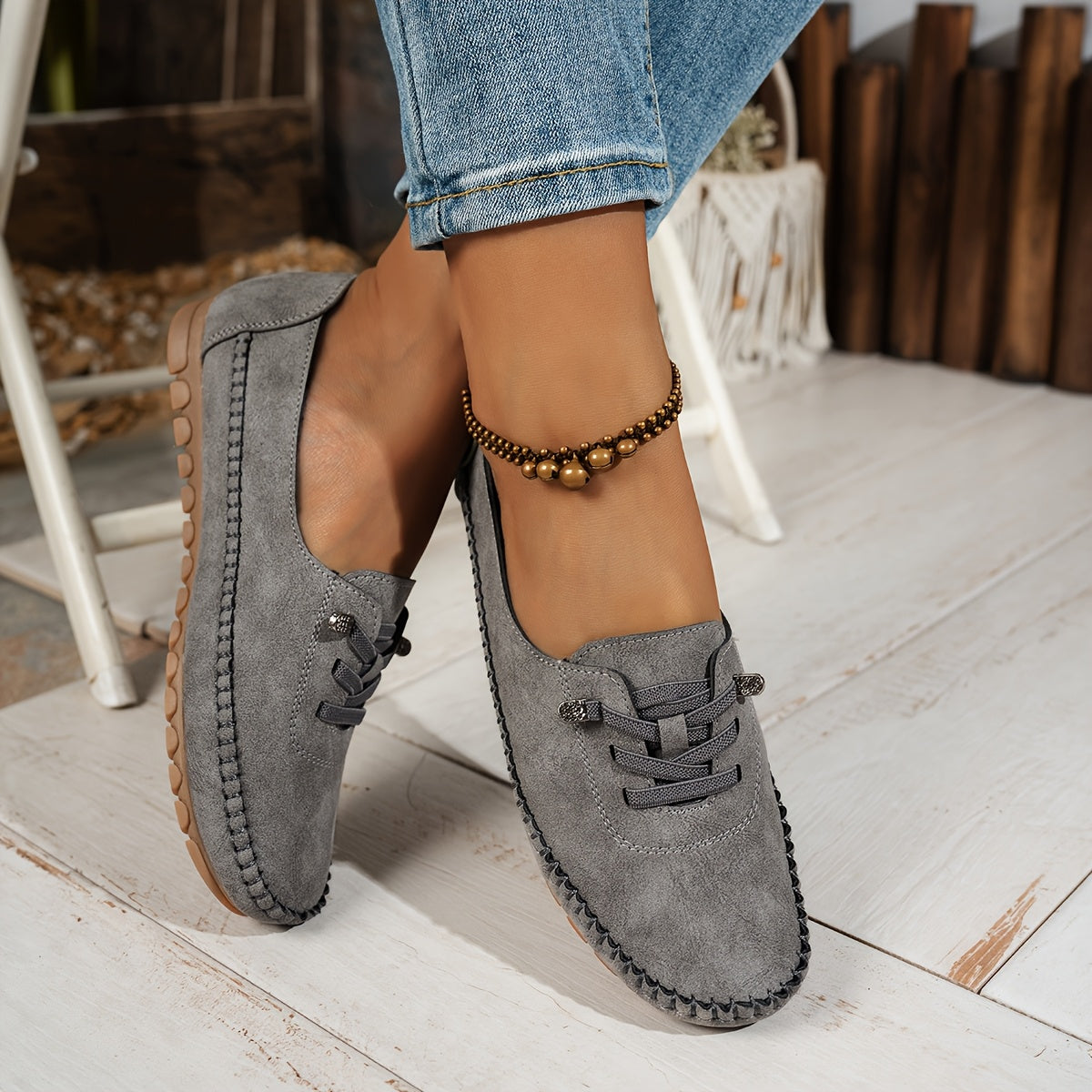 Selene | Casual Suede Lace Up Loafers for Women
