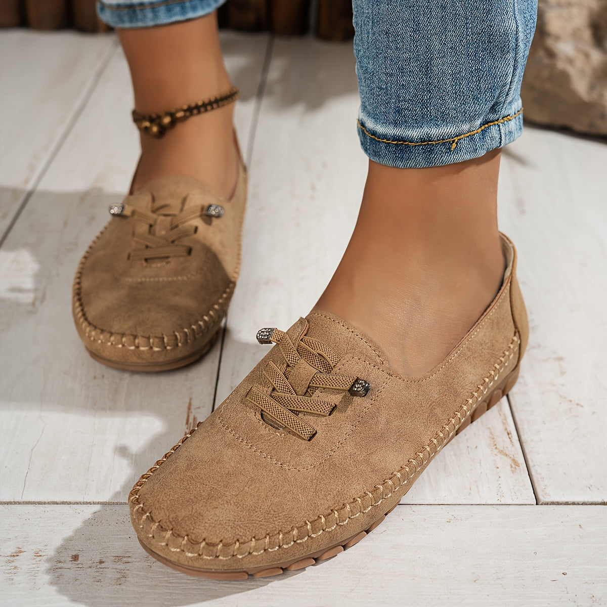 Selene | Casual Suede Lace Up Loafers for Women