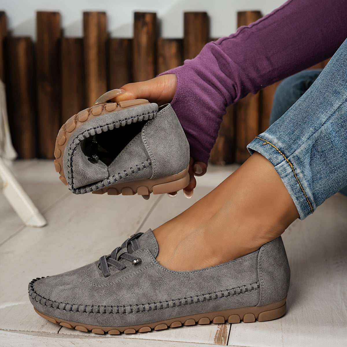 Selene | Casual Suede Lace Up Loafers for Women