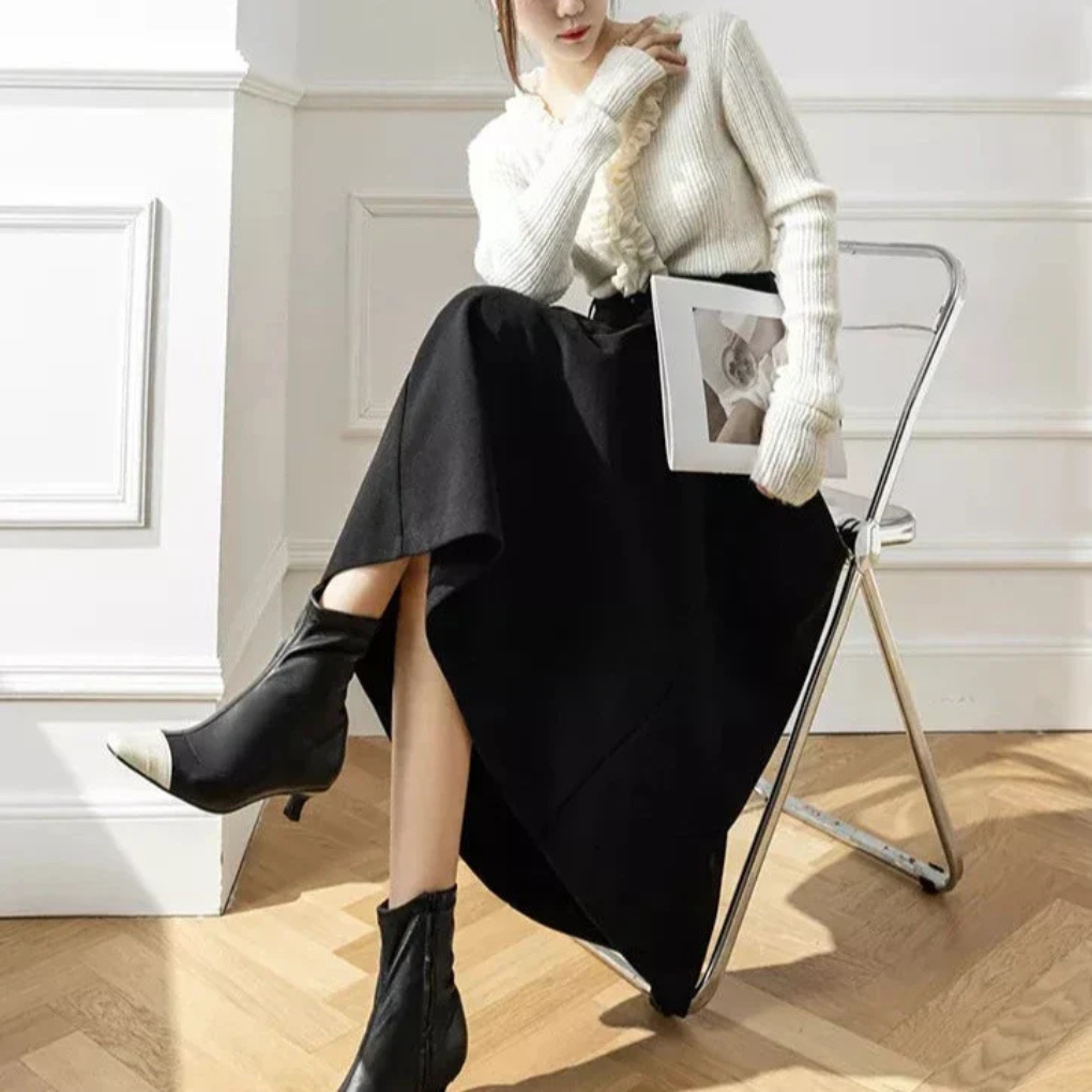 Vespera | High Waisted A Line Maxi Skirt