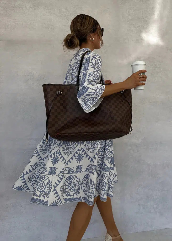 Maelle | Boho Printed Mini Dress with Flared Sleeves