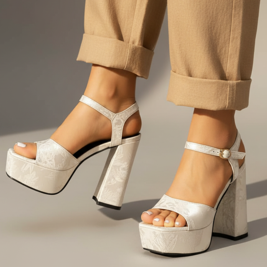 Aurevia | Platform Block Heel Sandals with Ankle Strap