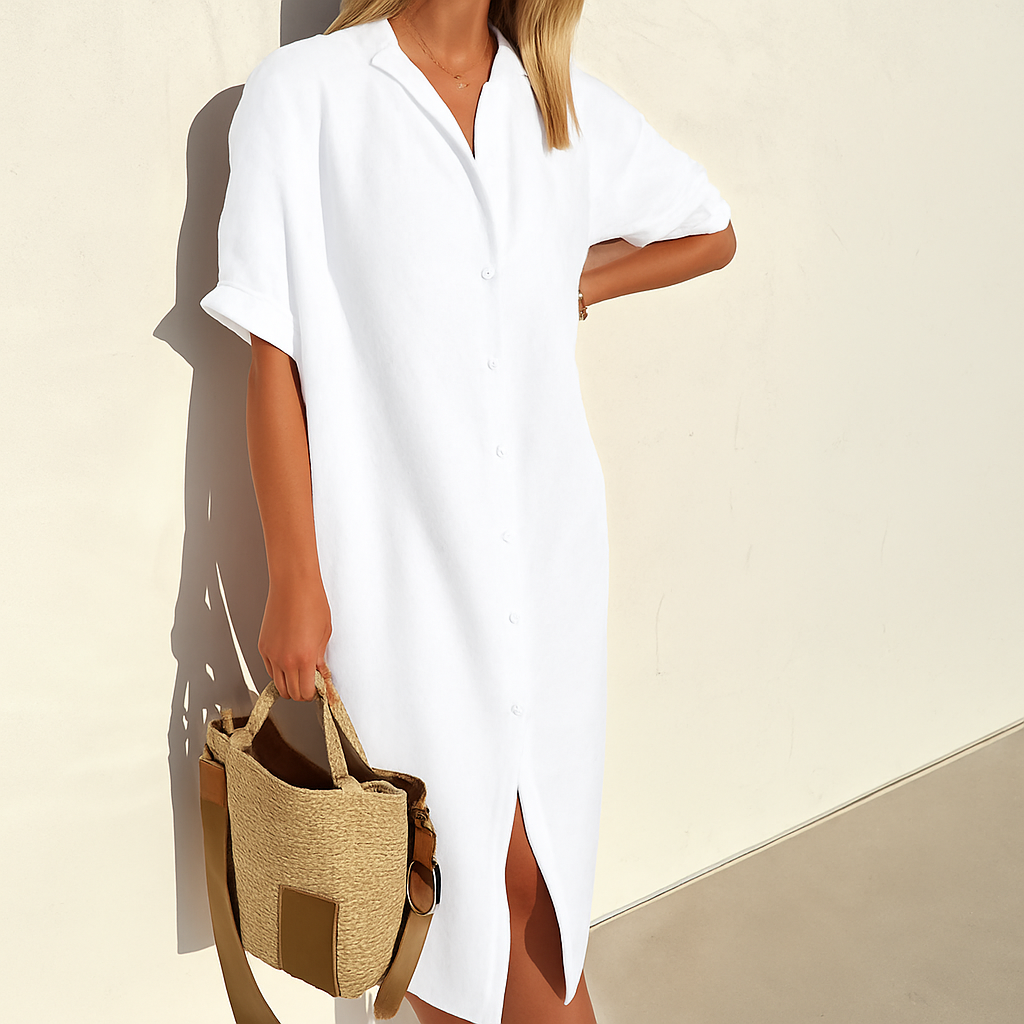 Noirelle | Relaxed Fit Button-Down Midi Shirt Dress