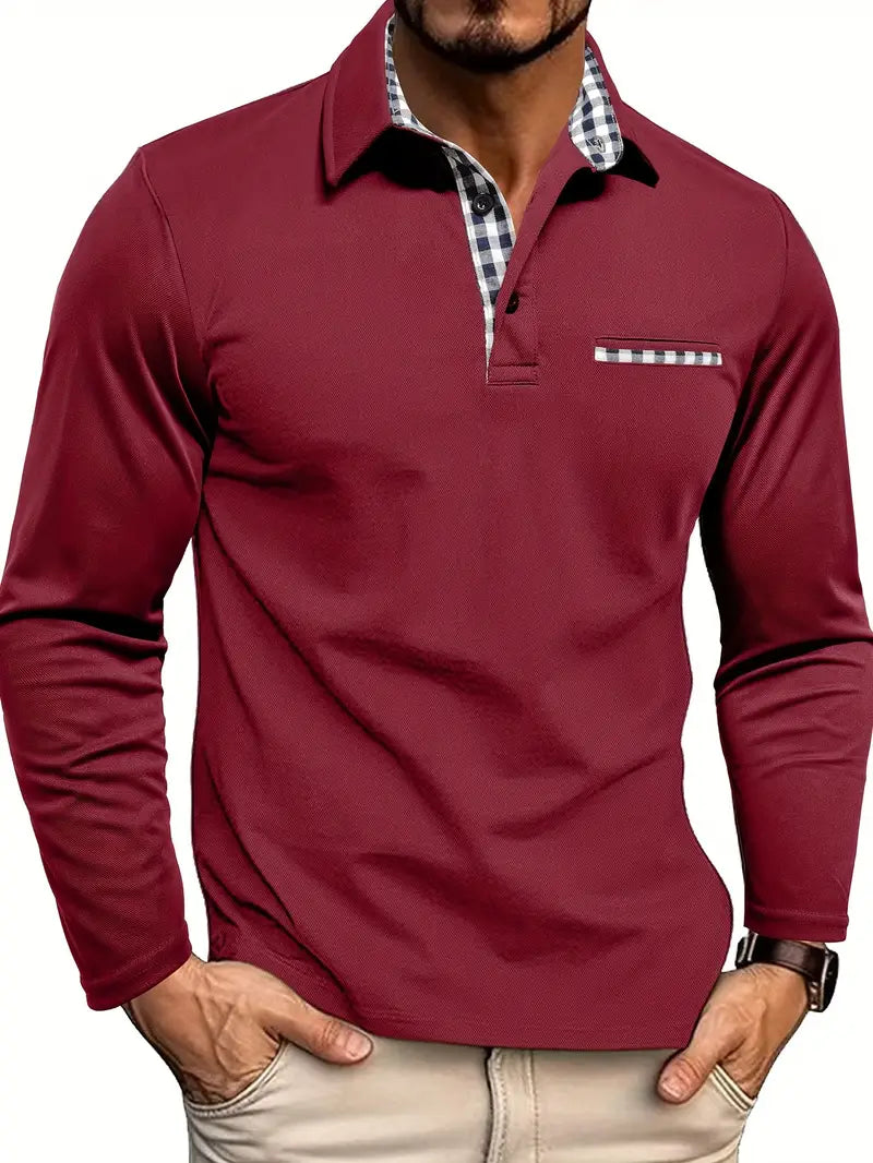 Jonathan | Men's Long Sleeve Polo Contrast Collar Trim