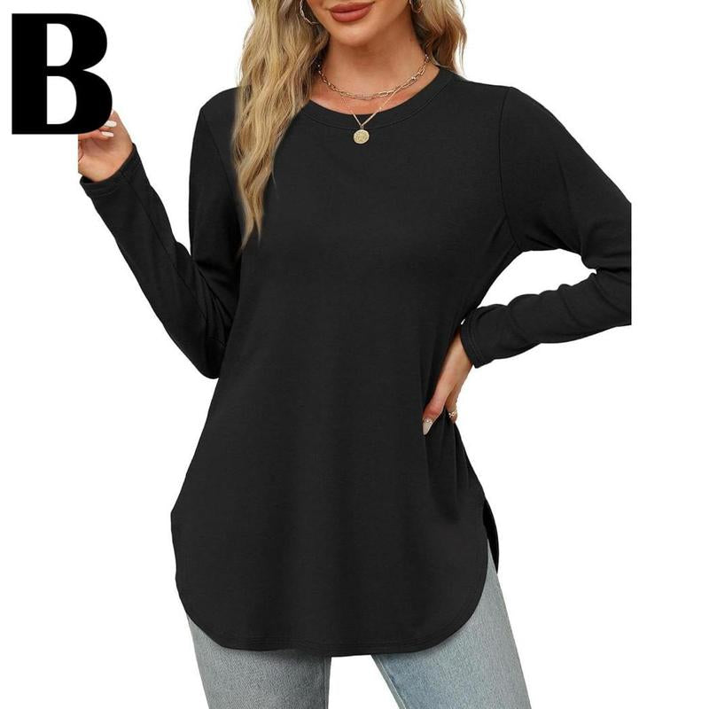 ZARITA™ - Cozy Long Sleeve Tunic Shirt with Thumb Hole