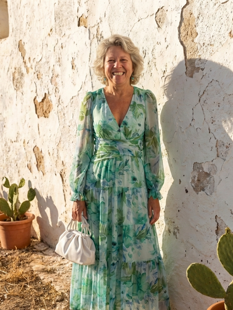 Seraphina | Floral Chiffon V Neck Maxi Dress