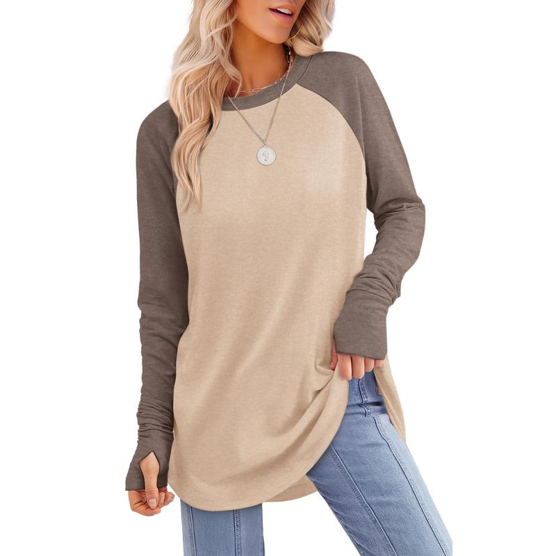 ZARITA™ - Cozy Long Sleeve Tunic Shirt with Thumb Hole