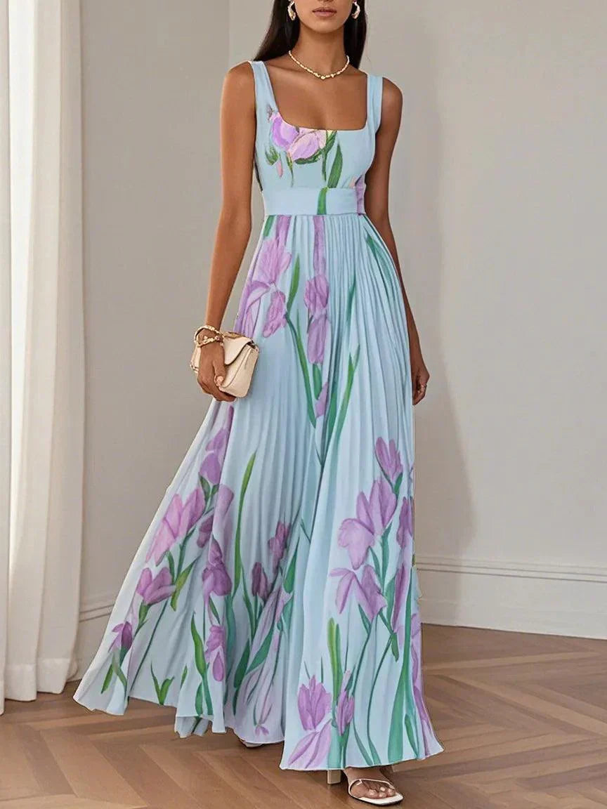Seraphina | Elegant Floral Pleated Maxi Dress