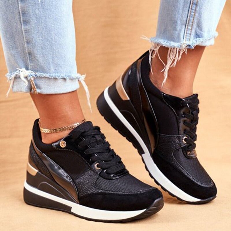 Aurélie | Metallic Panel Lace-Up Sneakers