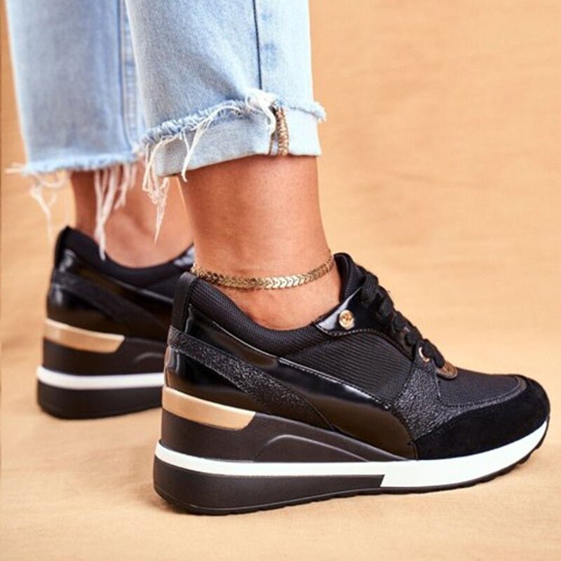 Aurélie | Metallic Panel Lace-Up Sneakers