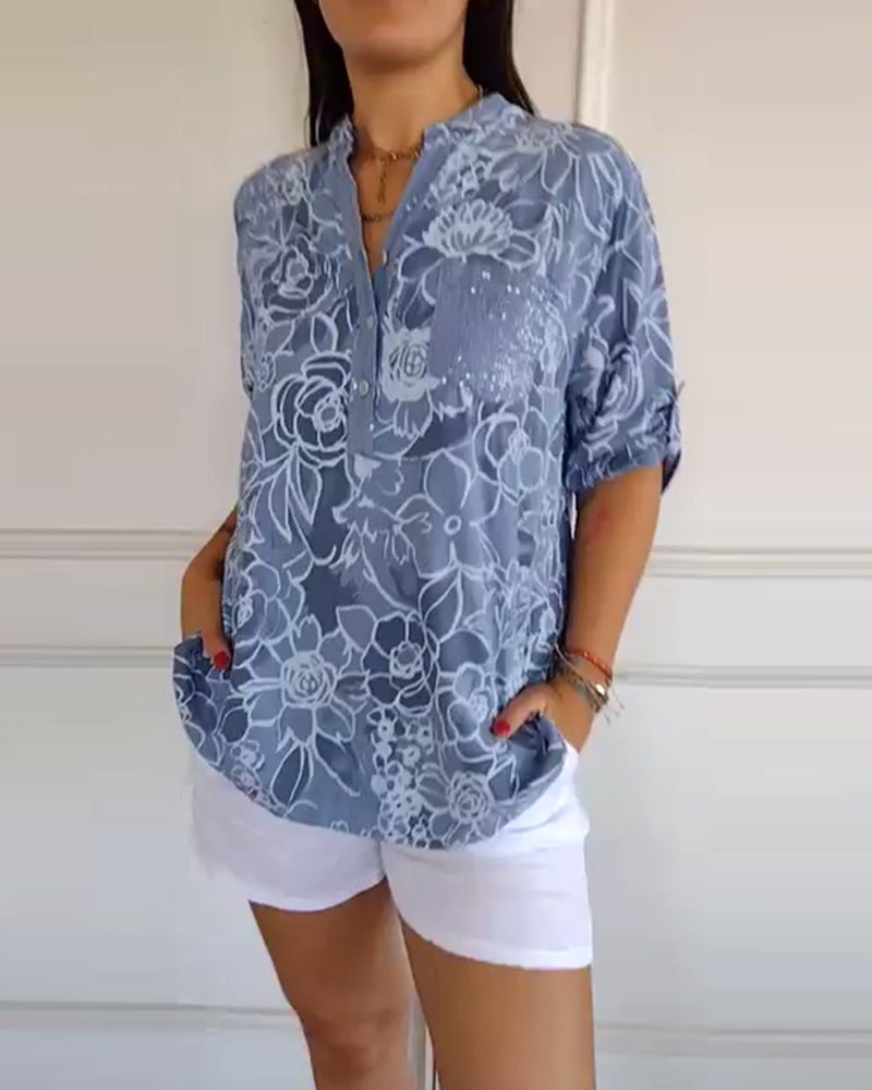 Rowella | Elegant Floral Pocket Blouse
