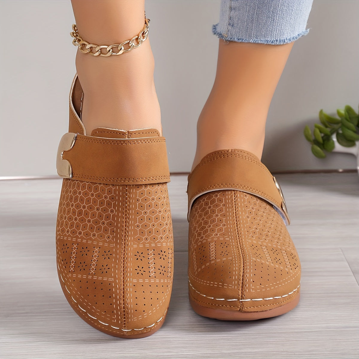 Maeve | Perforated Buckle Mule Loafers