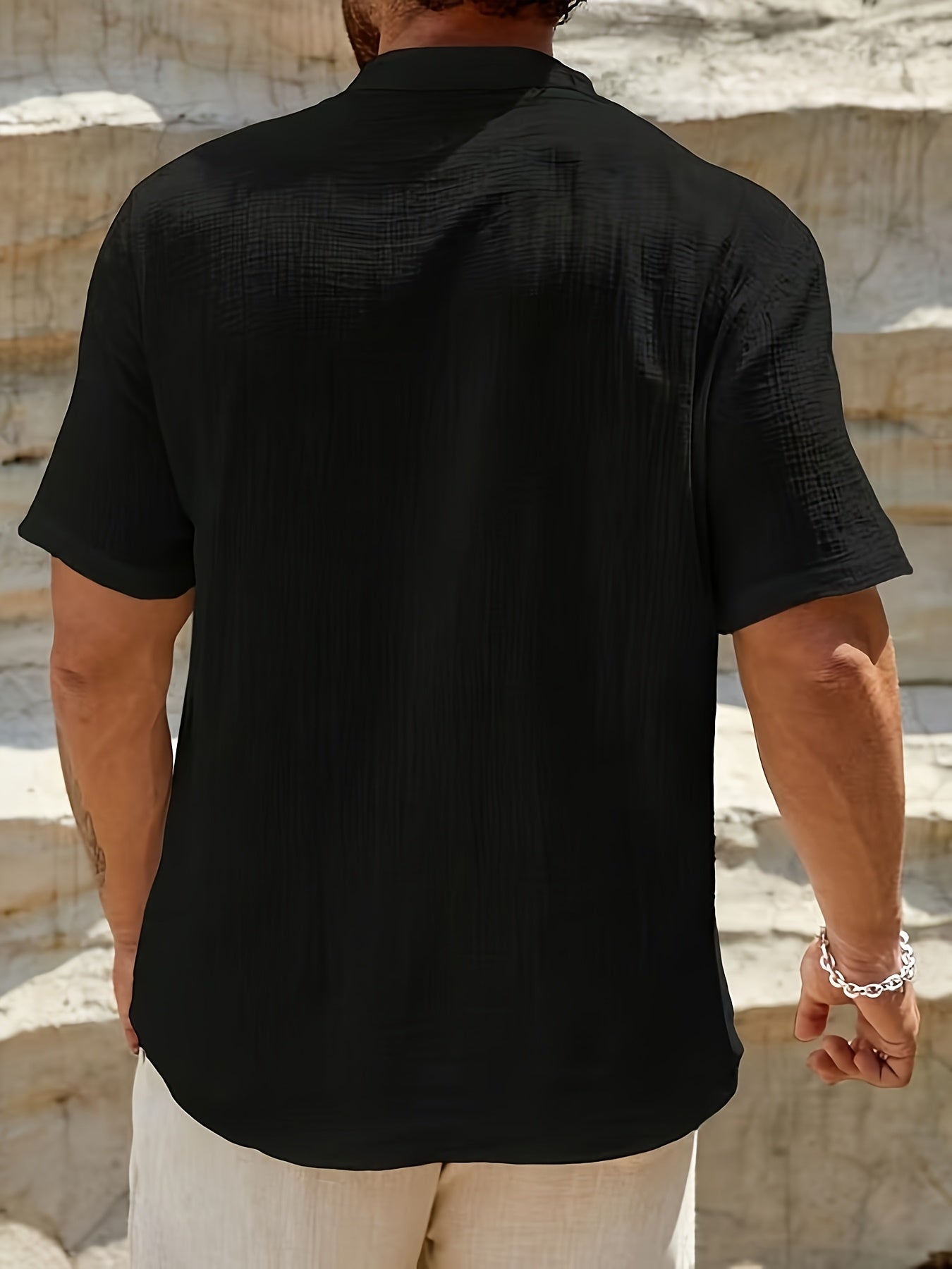Mateo | Short Sleeve Linen Henley Shirt