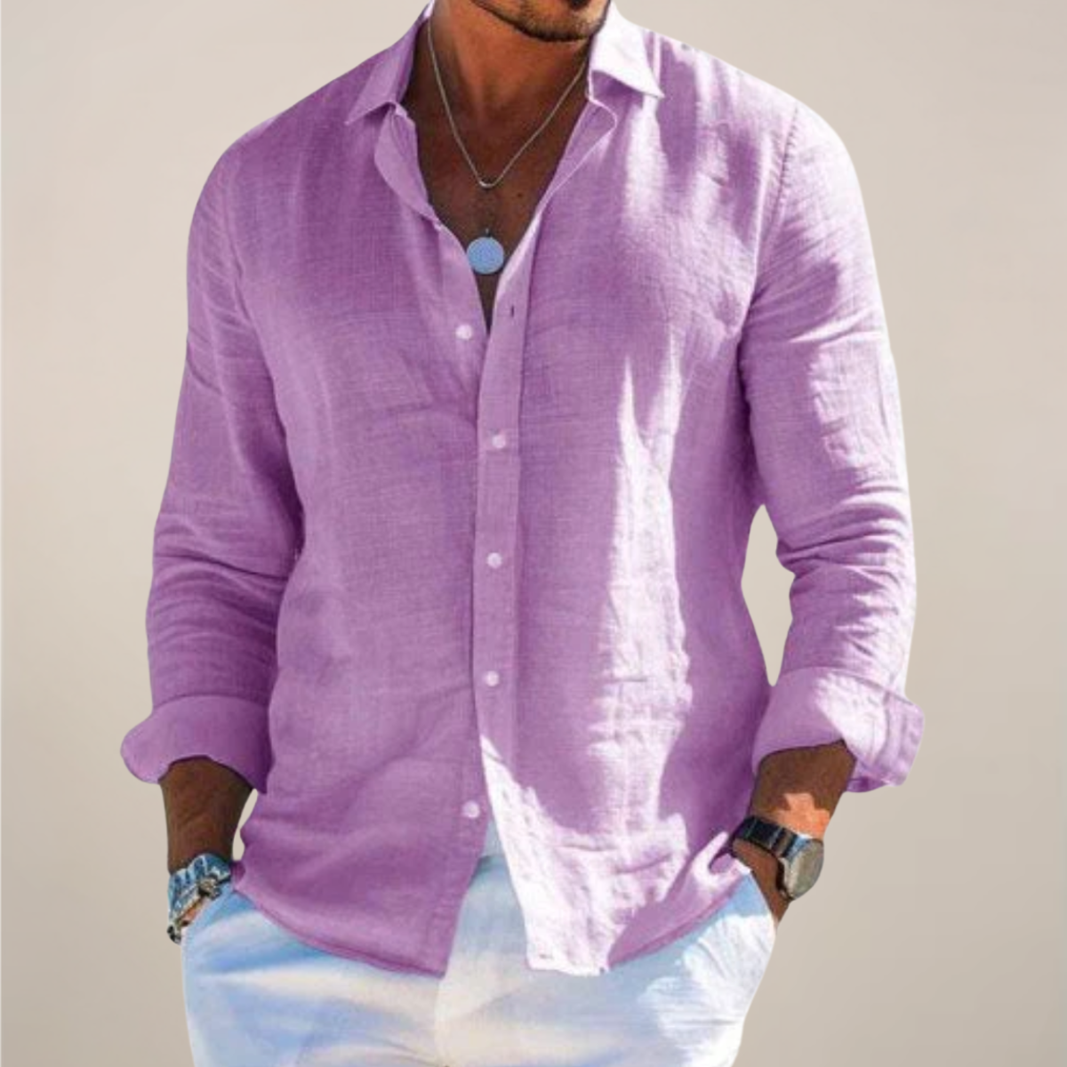 Felix | Long Sleeve Linen Blend Button Up Shirt