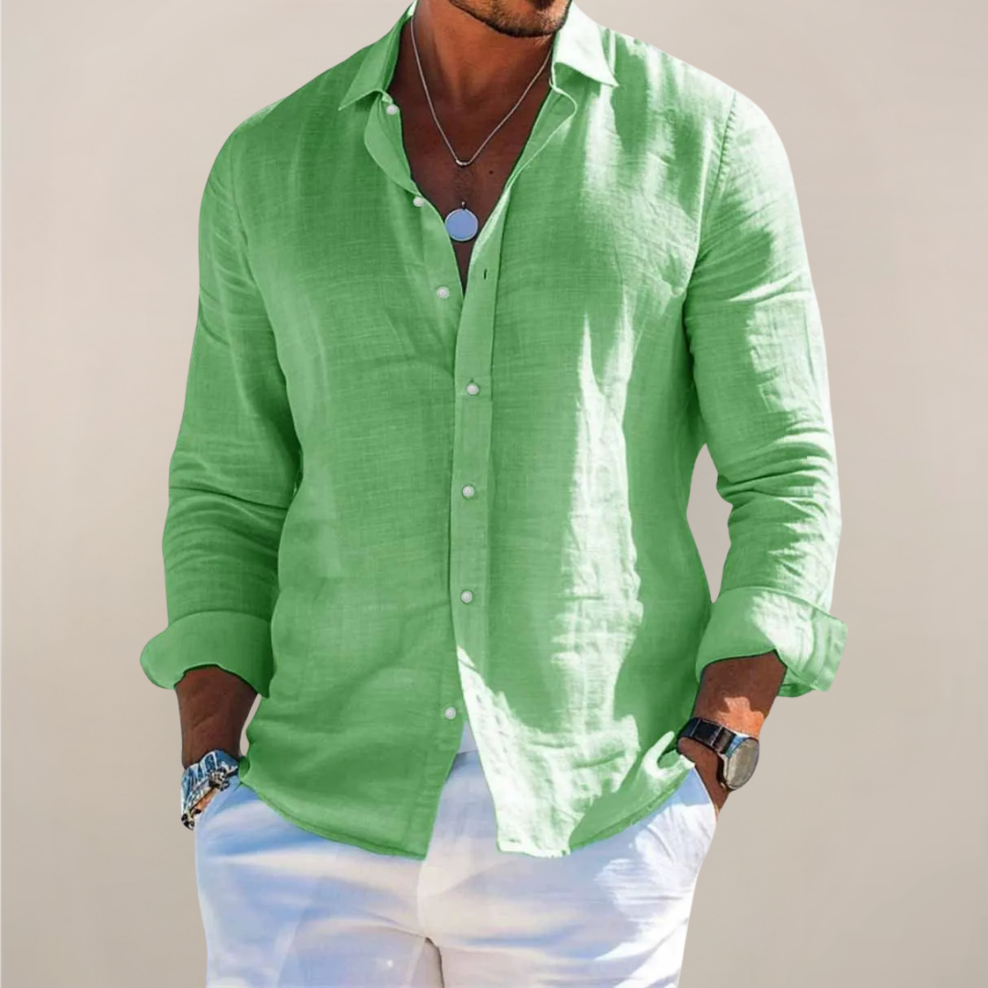 Felix | Long Sleeve Linen Blend Button Up Shirt