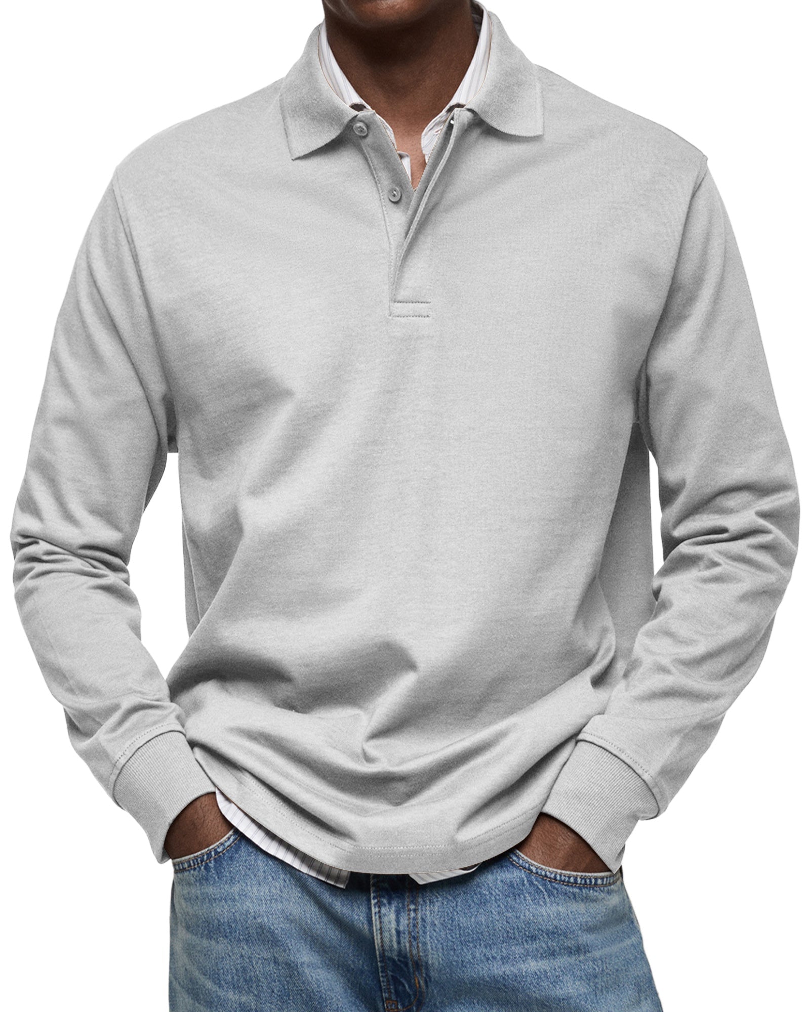 Diego | Men's Long Sleeve Knit Polo Rib Cuffs