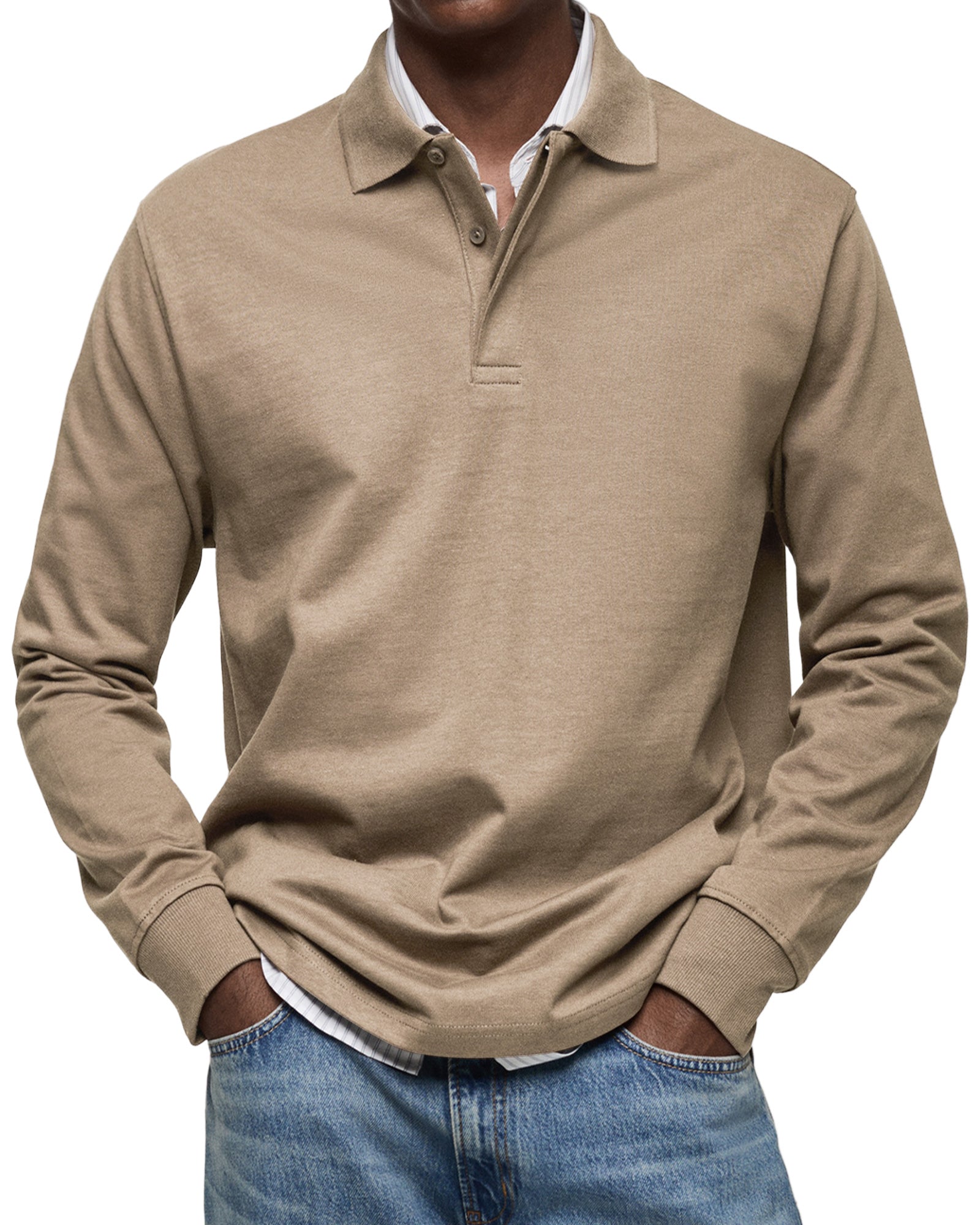 Diego | Men's Long Sleeve Knit Polo Rib Cuffs