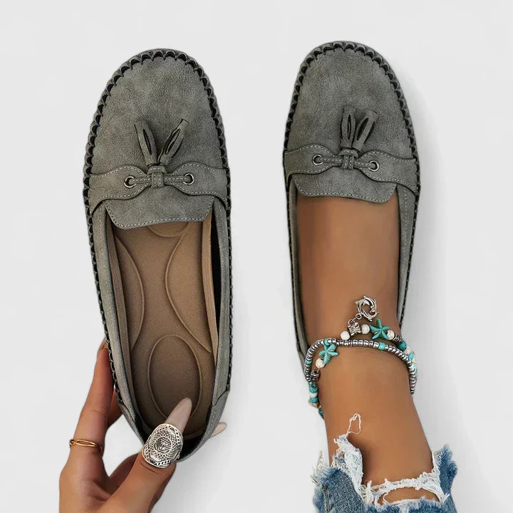 Selene | Suede Tassel Slip-On Loafers