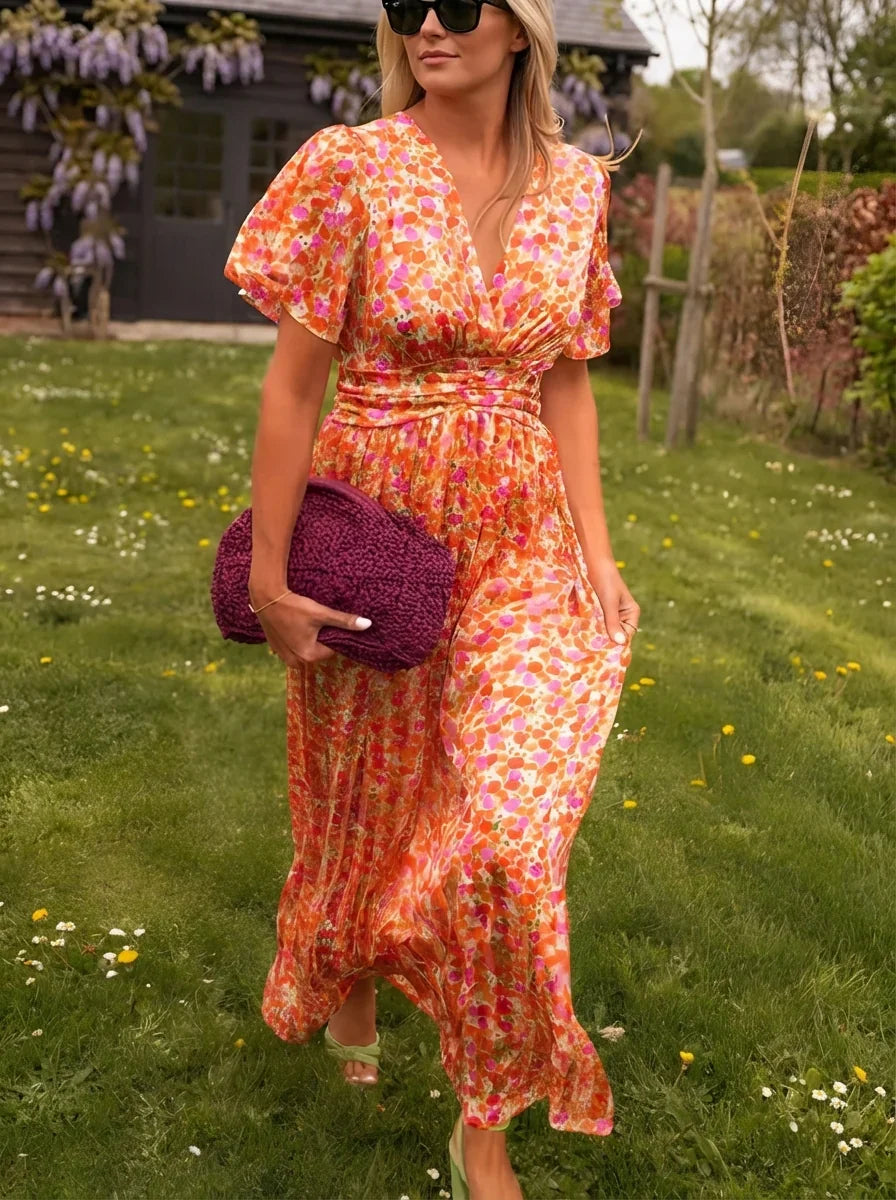 Valencia | Floral Ruched Waist Maxi Dress