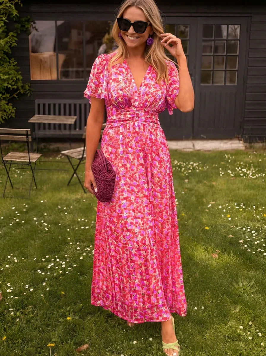 Valencia | Floral Ruched Waist Maxi Dress