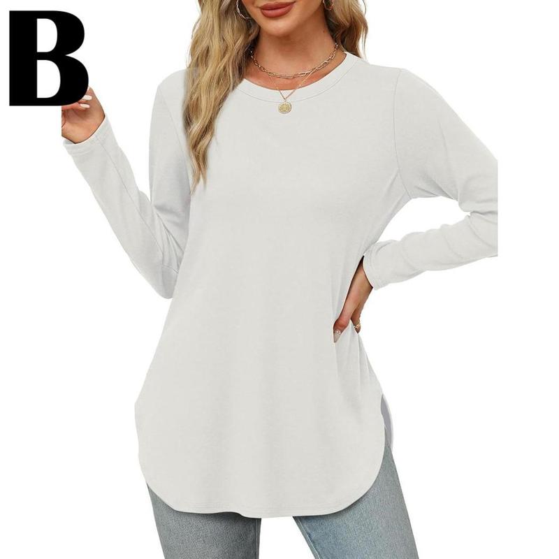 ZARITA™ - Cozy Long Sleeve Tunic Shirt with Thumb Hole